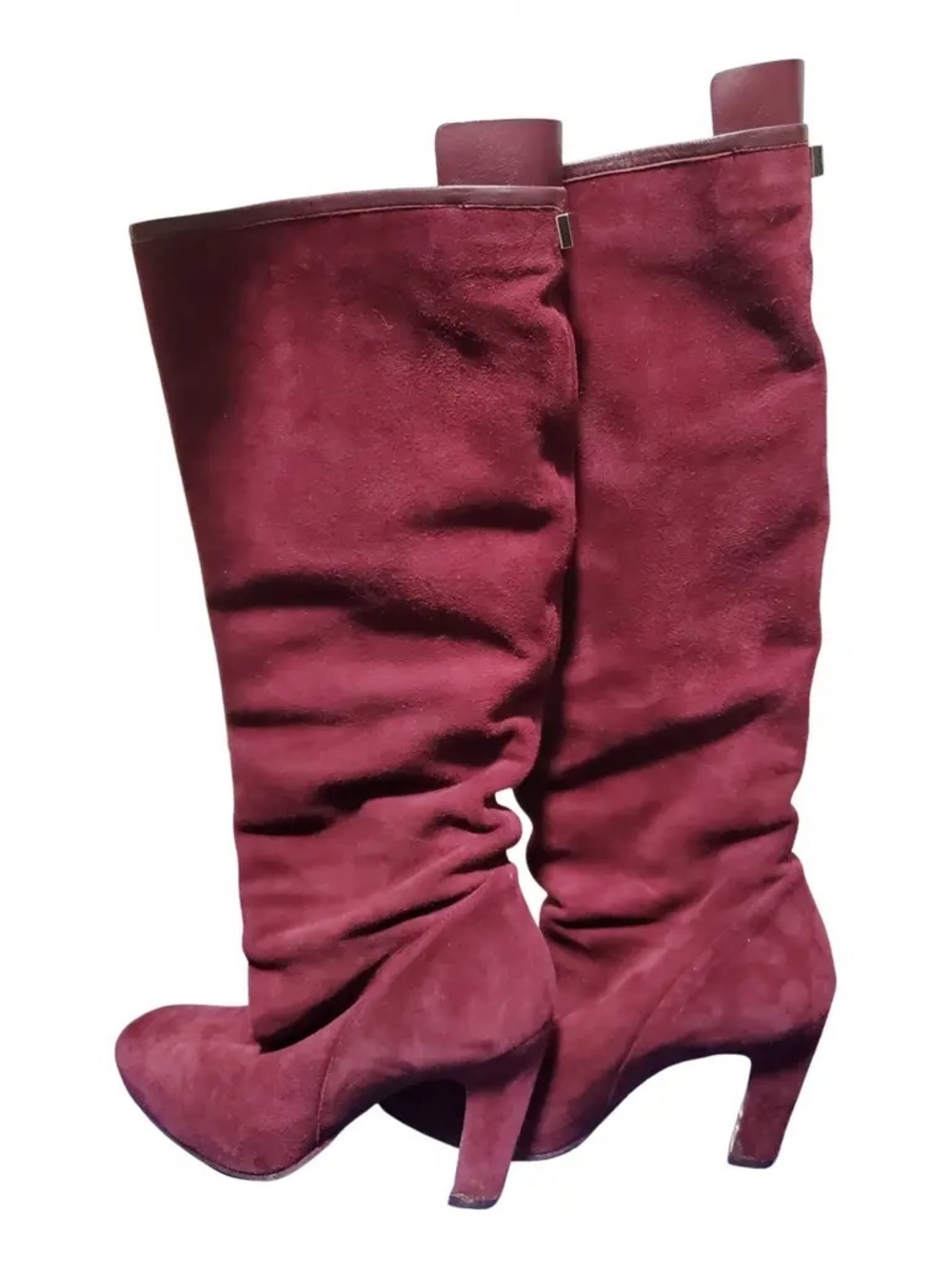 Stuart Weitzman Charlie Burgundy Suede Slouch Knee Boots